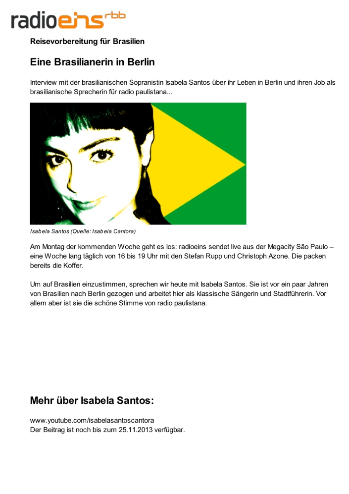 radioeins - Eine Brasilianerin in Berlin
